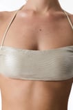 Ekru Deja Simli Bandeau Bikini Üstü