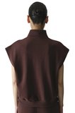 Kahverengi Yarım Fermuarlı Kısa Kollu Pamuklu Sweatshirt