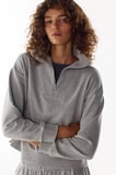 gri yarım fermuarlı şardonlu sweatshirt