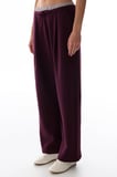 Bordo Katmanlı Geniş Paça Pantolon