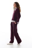 Bordo Katmanlı Geniş Paça Pantolon