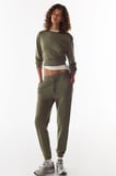 haki oversize bisiklet yaka sweatshirt