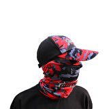 Captain Fisherman Style Camo Red SET Cap+Eldiven+Kolluk+Buff