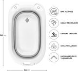 Omnipazar AK-779 Katlanır Bebek Yıkama Banyo Küvet 3'lü Set Beyaz-Gri