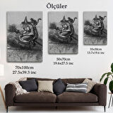 Süpürge ile Uçan Yaşlı Cadı ve Kedisi, Cadılar Bayramı Hediyesi, Hellowen Tablo -6304