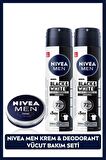 Nivea MEN Erkek Nemlendirici Bakım Kremi ve Sprey Deodorant Black&White Invisible Original 150ml X2 Adet