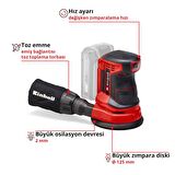 Einhell Akülü Eksantrik Zımpara TE-RS 18 Li-Solo Power X-Change (Lityum-İyon, Devir Elektroniği, Velcro Bant, 1x P80 zımpara kağıdı dahil, Akü ve Şarj Cihazı Dahil Değildir)  - 4462010