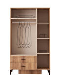 Hazar 3 Kapılı 2 Çekmeceli Gardırop Elbise Dolabı 120x47x200