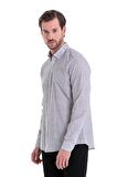 Kahverengi Desenli Slim Fit Gömlek | S