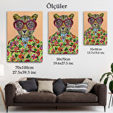 Kokoş Leopar, Çiçek Taçlı Sosyetik Leopar Tablosu -6325