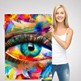 Renkli Yağlıboya Görünümlü Göz Tablosu-6329