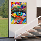 Renkli Yağlıboya Görünümlü Göz Tablosu-6329