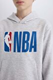 DeFacto Erkek Çocuk Gri NBA Wordmark Kapüşonlu Kalın Sweatshirt D4857A824WNGR400