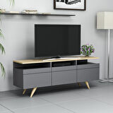 Berlin 150cm 3 Kapaklı Tv Ünitesi Antrasit - Safir Meşe