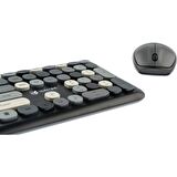 Hunter Series Gray Xt Retro Kablosuz Klavye ve Mouse Seti
