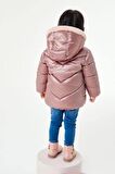 Pamuklu Pembe Polar Astarlı Su Geçirmez Mont