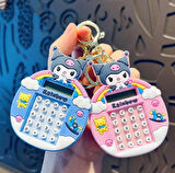 1 adet Kawali Rainbow Temalı Mini Hesap Makinesi, Çocuk İçin Arkası Labirent Oyunlu Anahtarlık