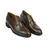 El Yapımı Kahverengi Oxford Model +7/ 9 Cm Boy Uzatan Gizli Topuklu Erkek Ayakkabı Damatlık Kundura