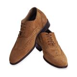 El Yapımı Hakiki Deri Taba Renk Süet +7/9 cm Boy Uzatan Gizli Topuk Klasik Ayakkabı Damatlık Kundura