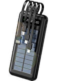 10000 Mah Powerbank Göstergeli Powerbank Solar Fenerli Güneş Enerjili Type C - Lightning - Micro USB