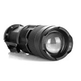 Mini Güçlü Şarjlı Pilli El Feneri - 9 cm, Zoom Özellikli Ultra Yüksek Led, 200 mt Aydınlatma