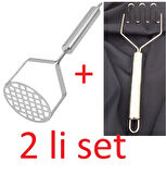 Pratik 2 Lİ Lüks Paslanmaz Metal Patates Ezici Patates Ezeceği Püre Yapıcı Kolay Temizlenebilir