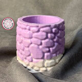 Uretti - Ayşe 7362 - El Yapımı Alçı Tozu Minik Lila Dekoratif Saksı - 7 x 7 cm
