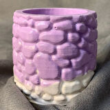 Uretti - Ayşe 7362 - El Yapımı Alçı Tozu Minik Lila Dekoratif Saksı - 7 x 7 cm