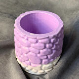 Uretti - Ayşe 7362 - El Yapımı Alçı Tozu Minik Lila Dekoratif Saksı - 7 x 7 cm