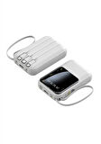 QASUL Kendinden Kablolu Taşınabilir Pratik 10000 MAH Powerbank Led Göstergeli Güç Deposu