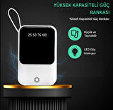 QASUL Kendinden Kablolu Taşınabilir Pratik 10000 MAH Powerbank Led Göstergeli Güç Deposu