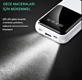 QASUL Kendinden Kablolu Taşınabilir Pratik 10000 MAH Powerbank Led Göstergeli Güç Deposu