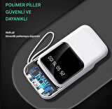 QASUL Kendinden Kablolu Taşınabilir Pratik 10000 MAH Powerbank Led Göstergeli Güç Deposu
