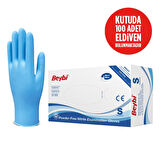 Beybi Nitril Pudrasız Mavi Muayene Eldiveni 100' lü Paket Small 