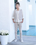 Erkek Çocuk Takım Elbise 3'lü Spor Takım Yelek-Pantolon-Gömlek 3-14 Yaş 