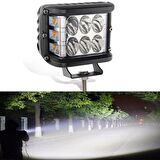 Off Road Led Lamba Delici Yayıcı Beyaz-Beyaz Flaşlı Kare Sis Farı Projektör 45W 12 Led Metal Arazi Çalışma Lambası 1 Adet