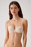 2'li  Paket Siyah-Ten 6015  Push Up Dolgulu Micro T-shirt Sütyen Seti