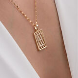 14 Ayar Altın Taşlı Telli E Harf Kolye