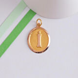14 Ayar Altın Vintage Oval İ Harf Kolye Ucu
