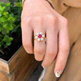 14 Ayar Altın Inci Papatya Yüzük