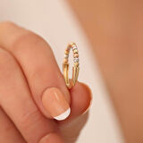 14 Ayar Altın Üç Renk Tek Sıra Dorika Yüzük