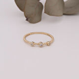 14 Ayar Altın Üç Taşlı Yüzük