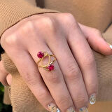 14 Ayar Altın Kırmızı Sarmaşık Telkari Yüzük