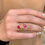 14 Ayar Altın Kırmızı Sarmaşık Telkari Yüzük