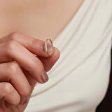 14 Ayar Altın Oval Çizgi Yüzük