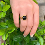 Kadın 14 Ayar Altın Oval Onix Meftüllü Yüzük