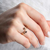 14 Ayar Altın Siyah Sarmal Kalp Yüzük