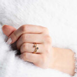 14 Ayar Altın Siyah Sarmal Kalp Yüzük