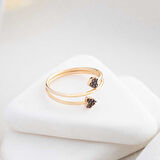 14 Ayar Altın Siyah Sarmal Kalp Yüzük