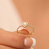 14 Ayar Altın Taşlı Kalp Yüzük